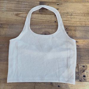 H&M Divided Cream Ribbed Halter Top Size M NWT
